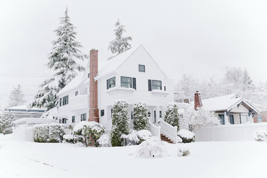 A house covered in snow